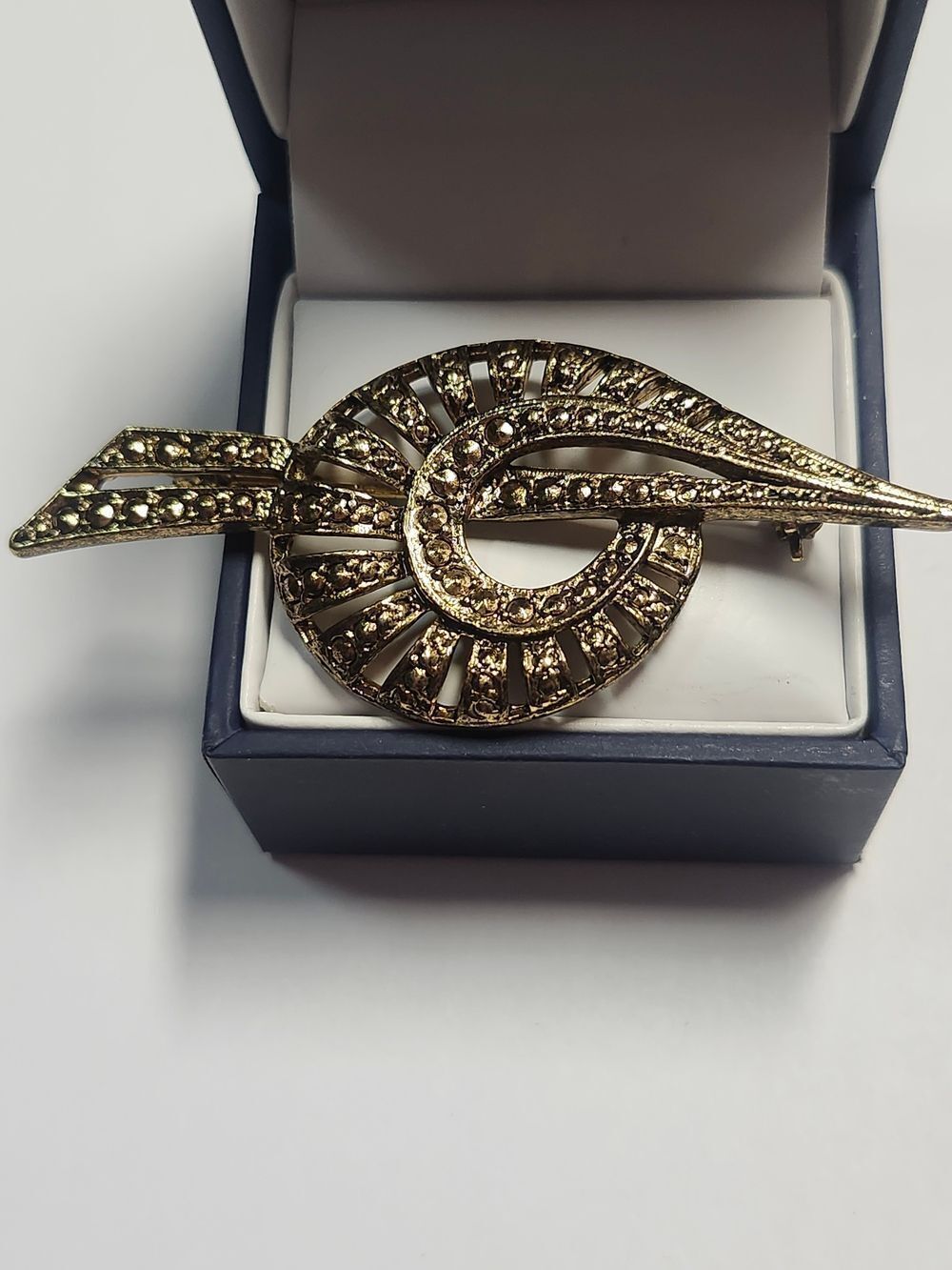 Gold-Tone Swirl Brooch - Elegant Women’s Jewelry